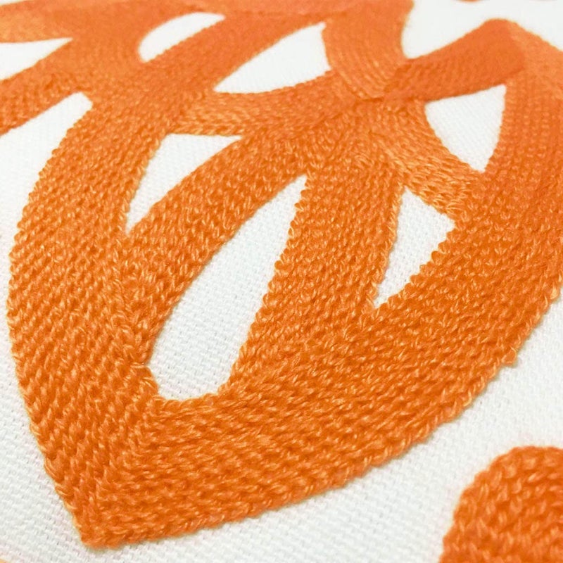 Alysheer Embroidered Decorative Throw Pillow Covers 18""x18"" Set of 2 Pieces  Classic Boho Mandala Knit Pattern  100% Cotton Canvas Cozy Vibrant Cushion Cases for Sofa Couch Living Room (Bright Orange) - Image 2